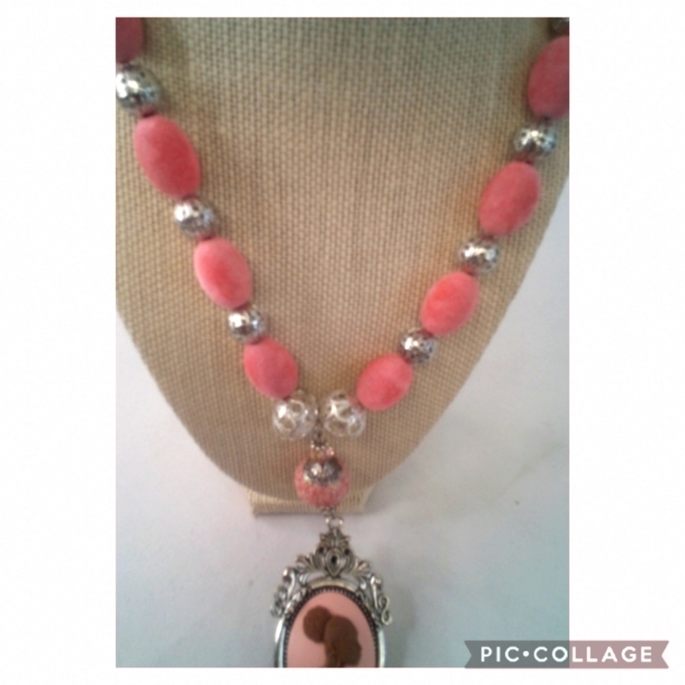Pink Cameo Necklace